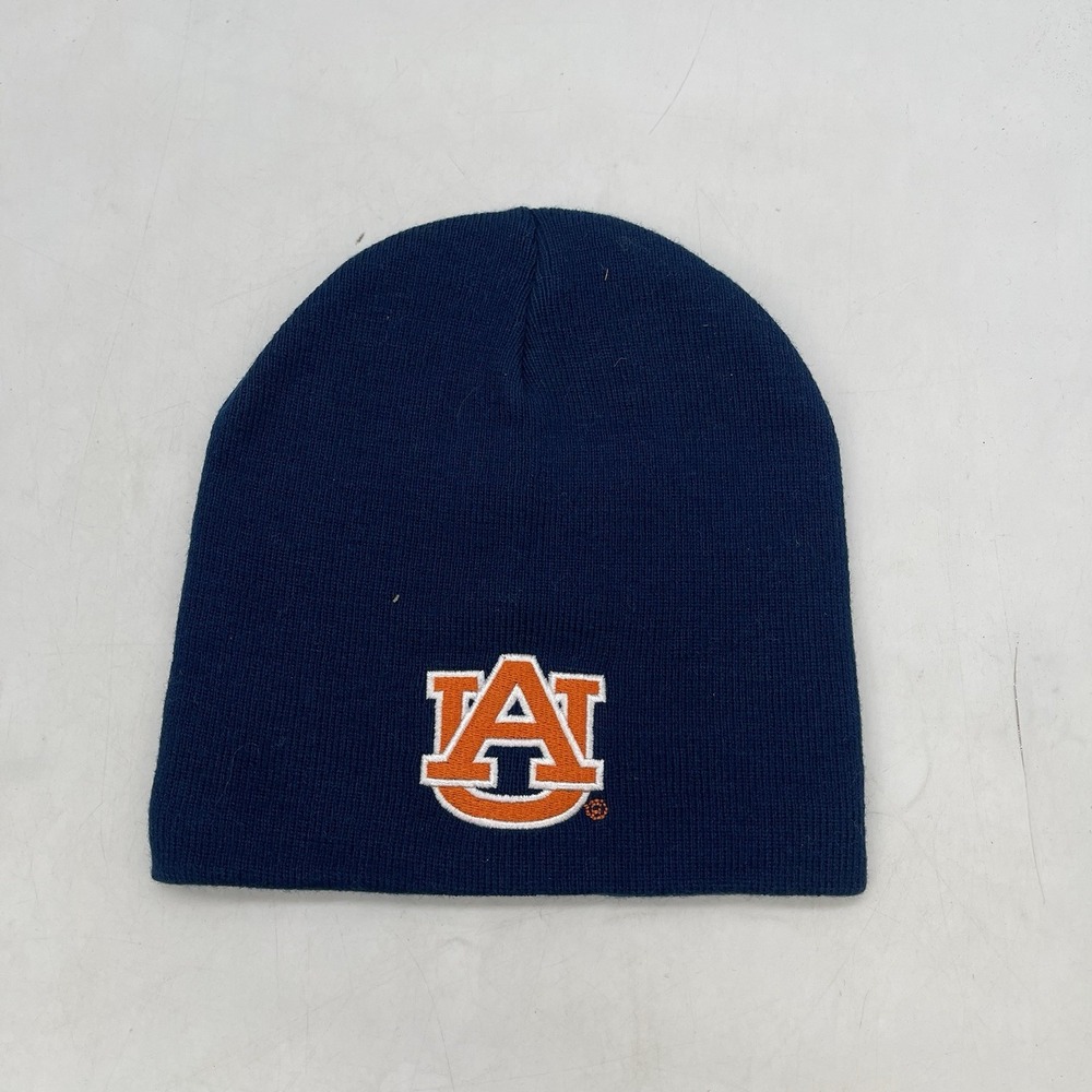 Auburn Tigers Beanie Hat Sock Cap Blue SEC Football AU Logo OSFA NWOT